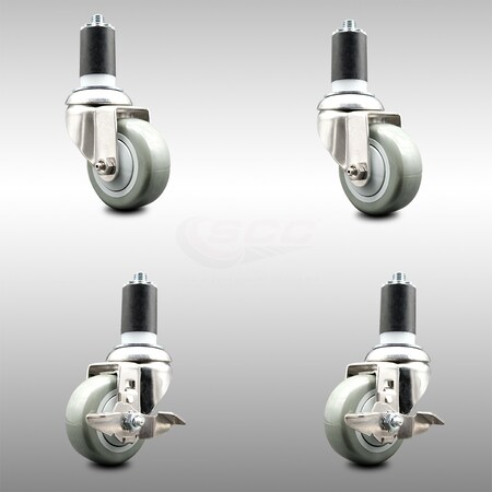 Service Caster 3.5 Inch 316SS Gray Poly Swivel 1-1/2 Inch Expanding Stem Caster Brake, 2PK SCC-SS316EX20S3514-PPUB-2-TLB-2-112